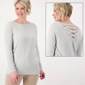 Barefoot Dreams CozyChic Lite Lace-Up Pullover Gray
